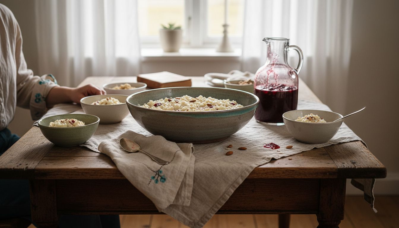 Risalamande dessert on Danish holiday table