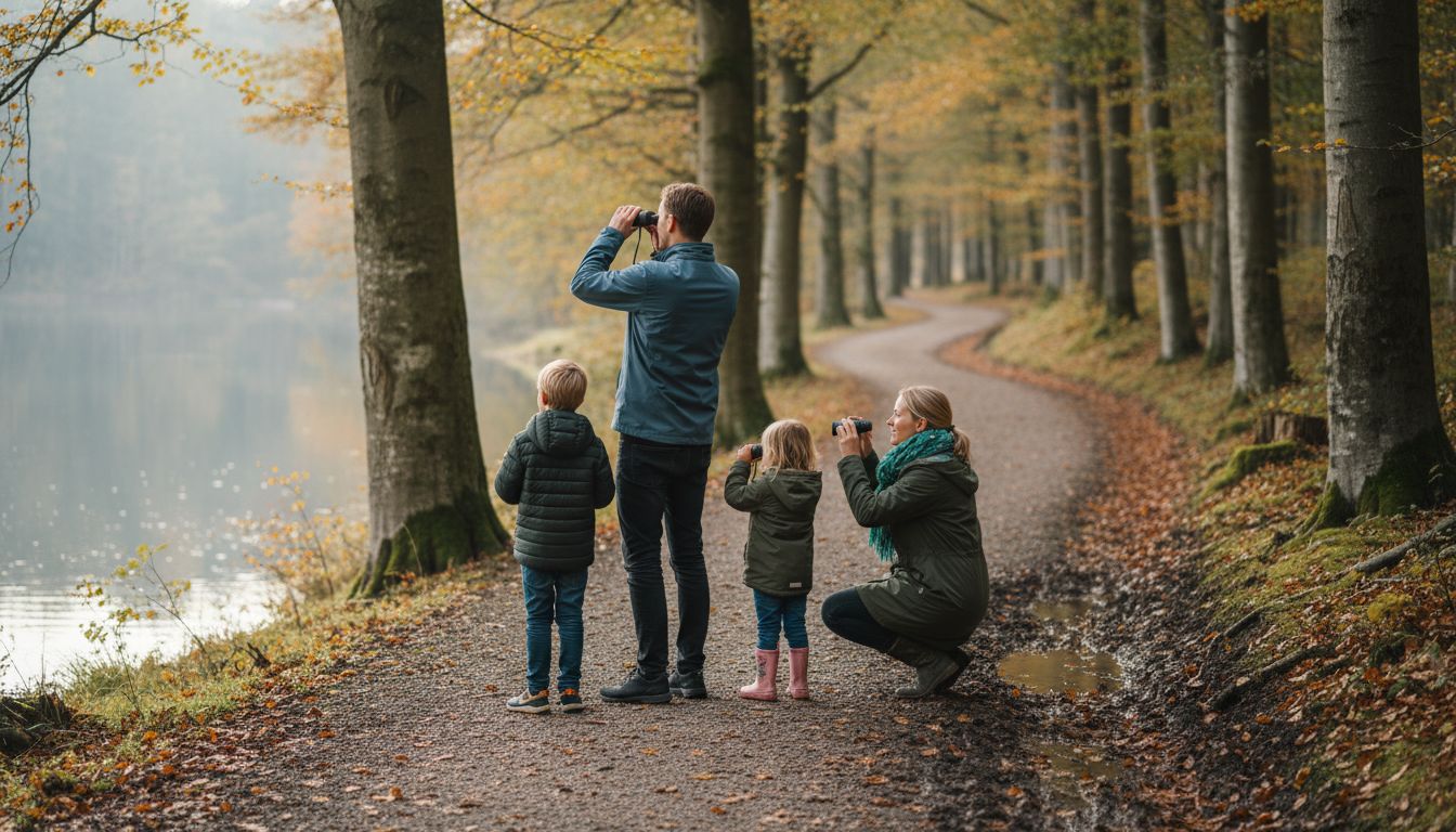 En dansk familie nyder en hyggelig dag i skoven og ved søen