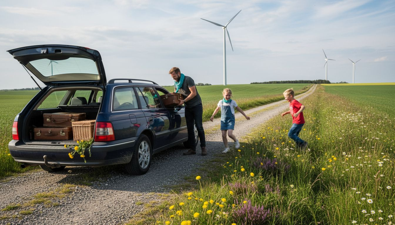 En familie pakker bilen til en dansk roadtrip