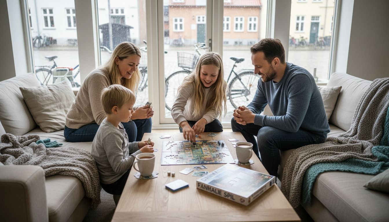 En regnvejrsdag bruges bedst indendørs med brætspil sammen med familien.