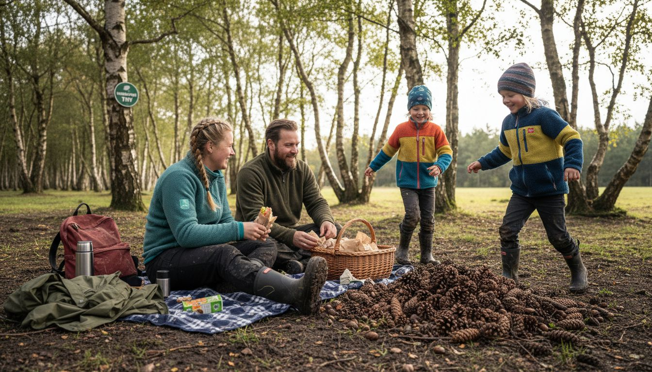 En dansk familietur i det fri, hvor børnene leger og hygger sig på græsset.