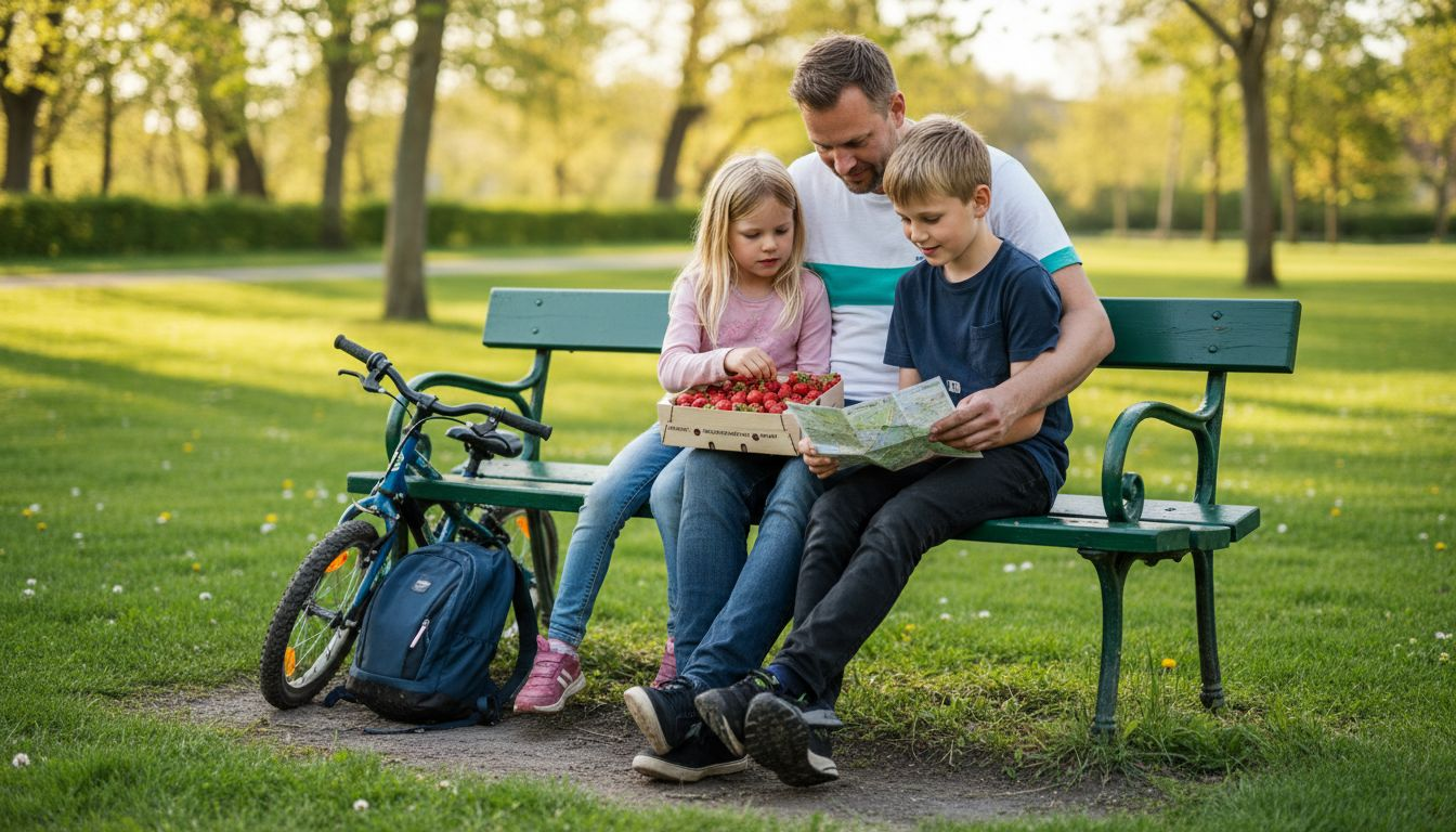 En familie hygger sig sammen på ferie i en dansk park
