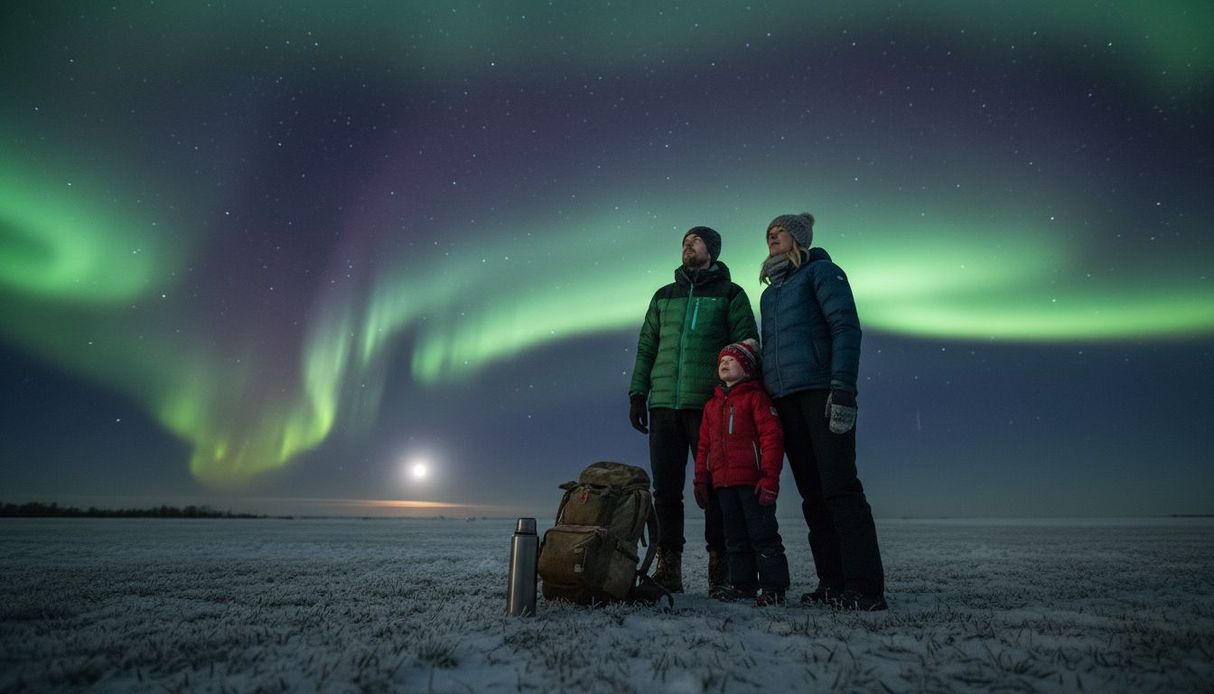En dansk familie fik en helt særlig oplevelse, da de så nordlys danse over markerne tæt ved deres hjem.