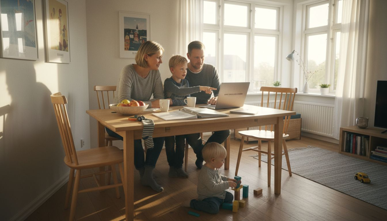 Vi er en dansk familie, der leder efter et sted, hvor vi kan overnatte sammen.