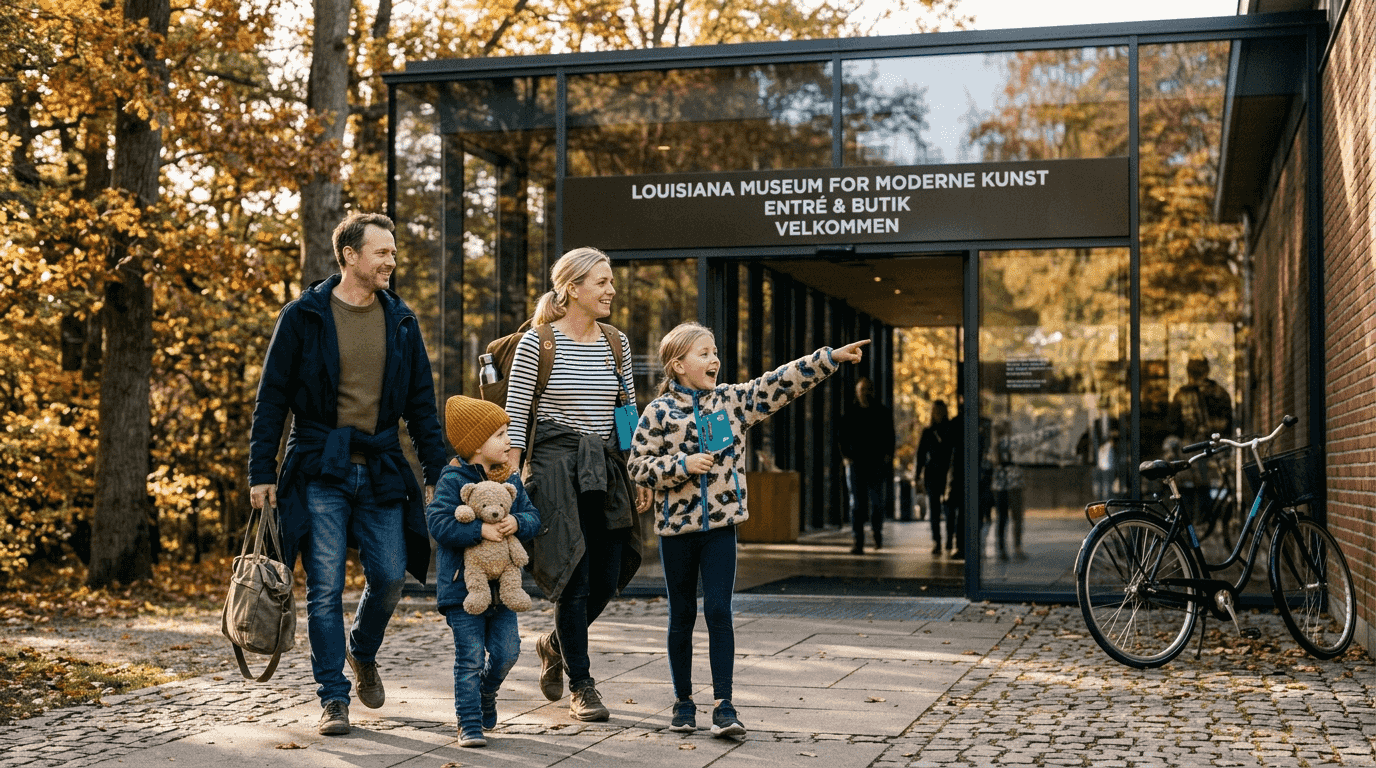 En dansk familie tager på museum sammen
