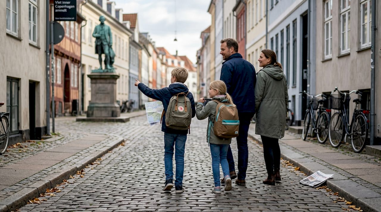 Familien tager børnene med på opdagelse i Københavns gader