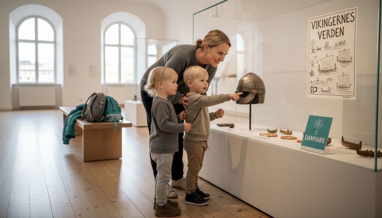 Eine Familie erkundet gemeinsam eine Museumsausstellung