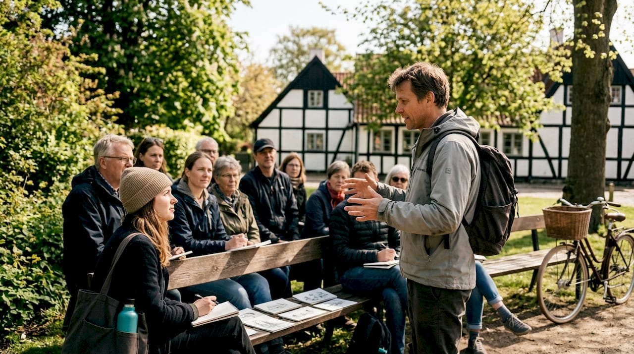 A local guide shows a group around on an exciting historical tour