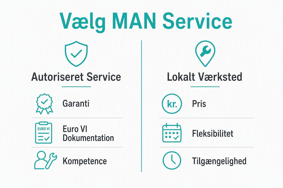 Sammenligningsgrafik: Autoriseret værksted eller lokalt autoværksted – hvad passer bedst til dig?