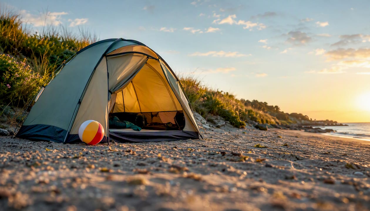 Zelt inmitten der schönen Natur von Samsø aufgestellt