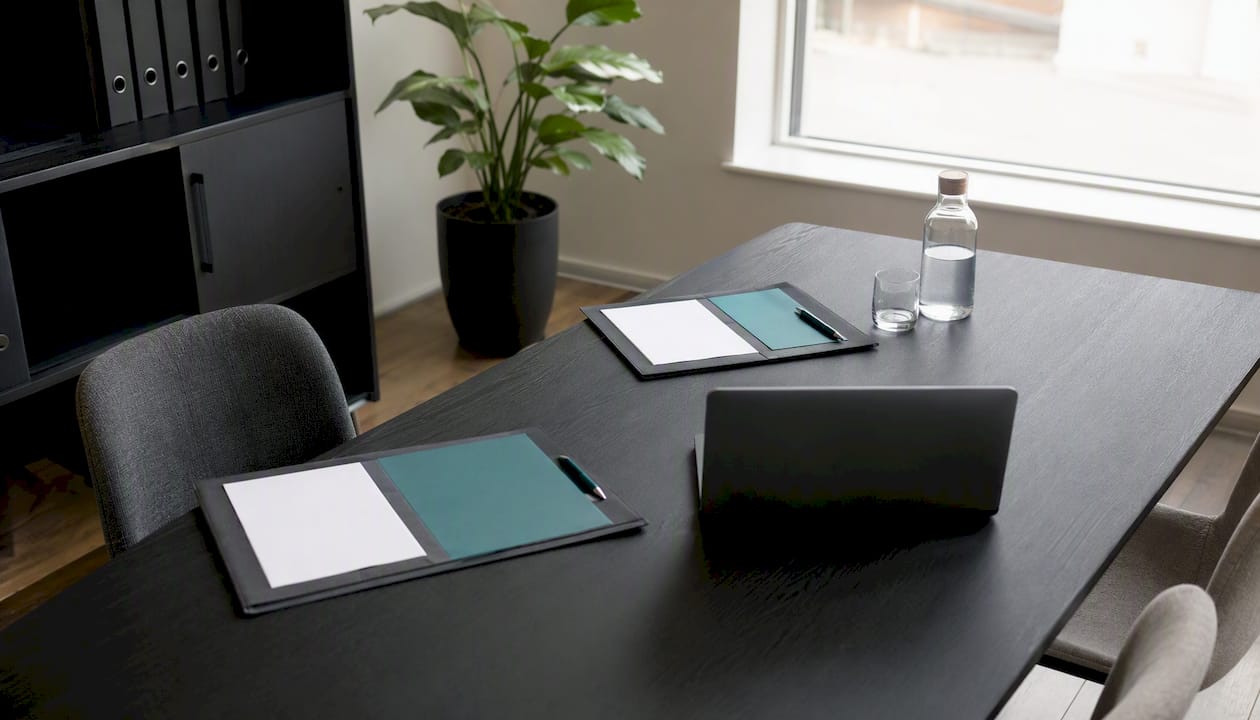 An empty meeting room in the bank