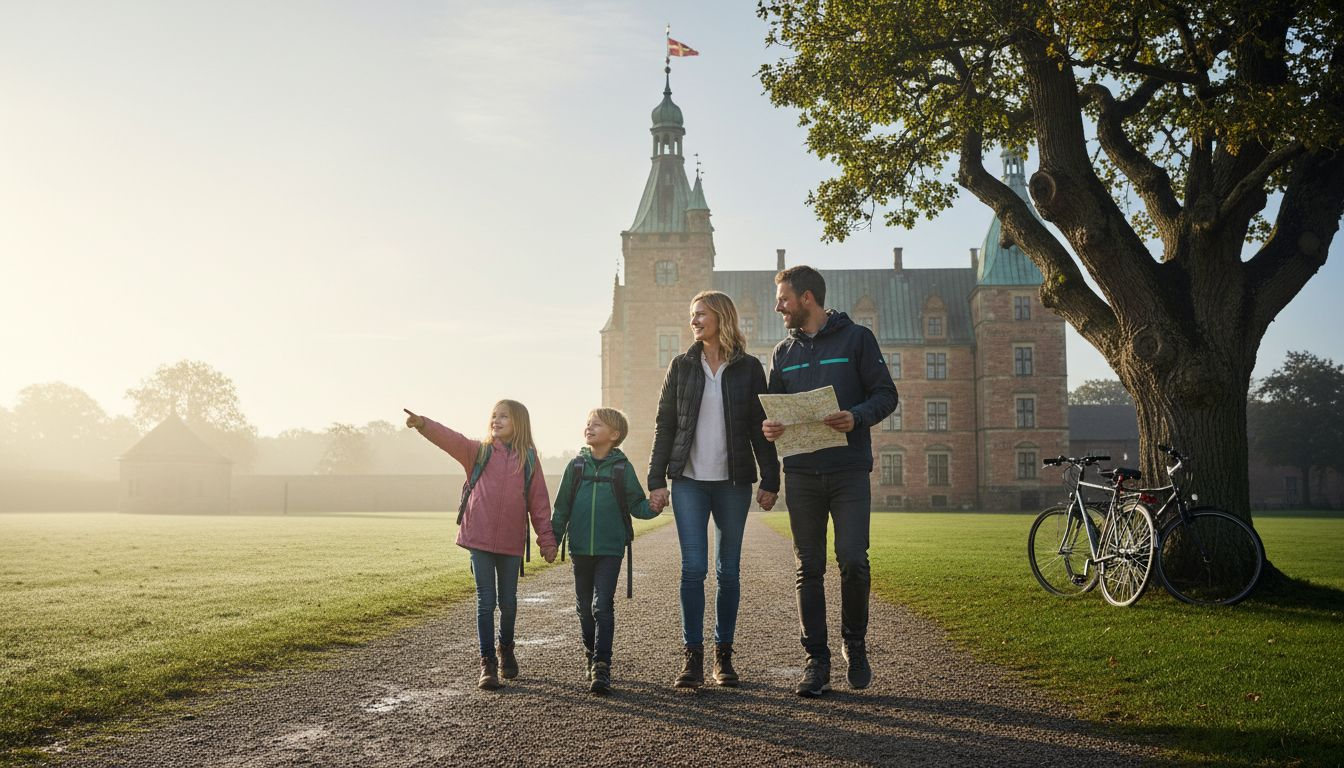 En dansk familie nyder en dag foran slottet