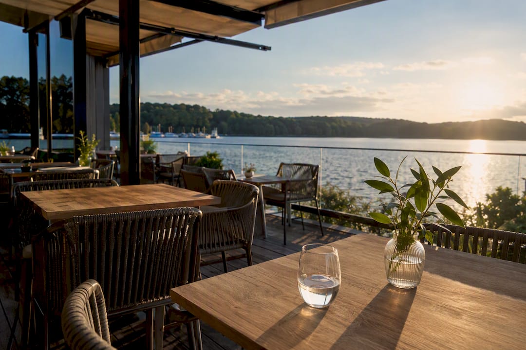 The restaurant's terrace overlooking Brassø