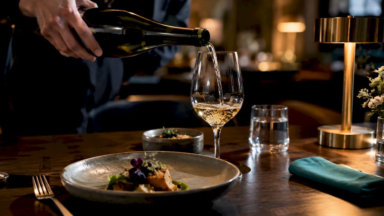 Wine is served with a seasonal menu