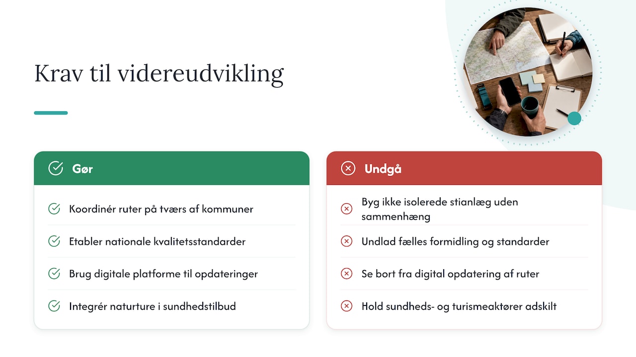 Was ist erforderlich, um Wanderwege in Dänemark weiterzuentwickeln? — Übersichtsdiagramm