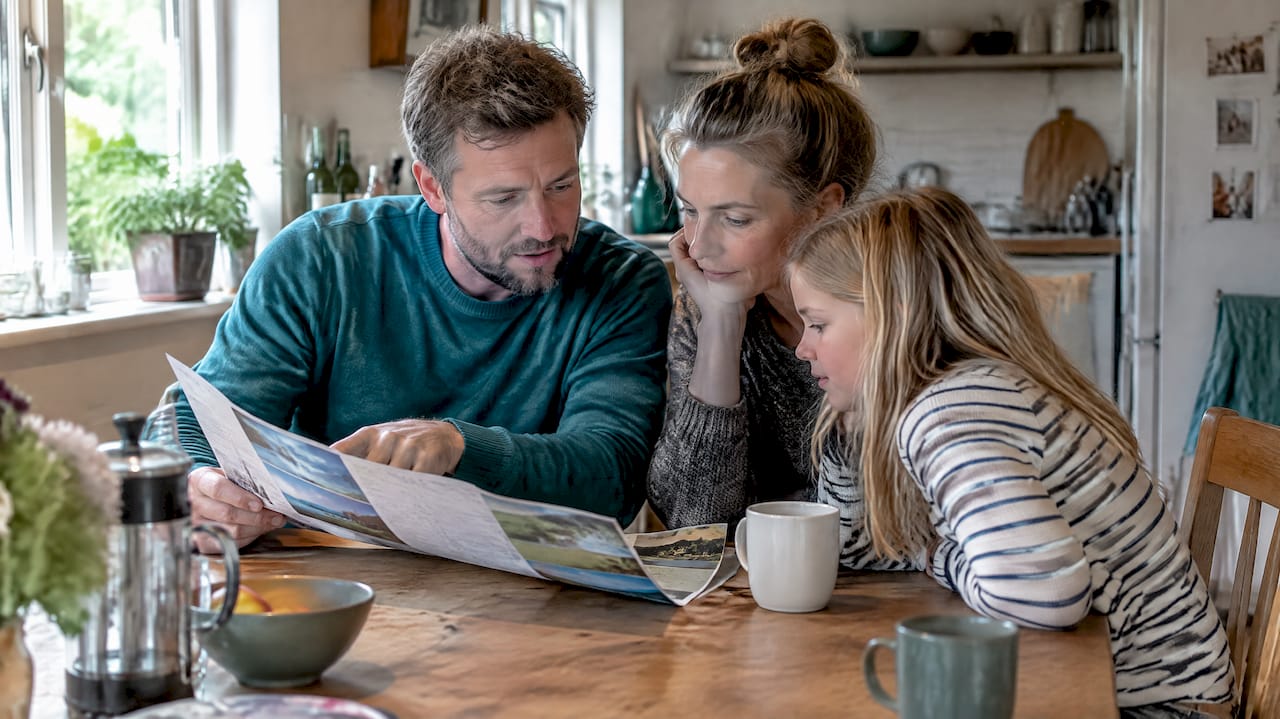Familien plant ihre Sommerferien in Dänemark